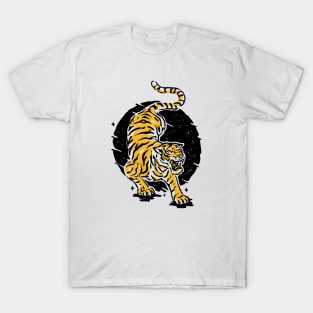 Vintage Japanese Tiger Illustration // Black and Gold Tiger T-Shirt